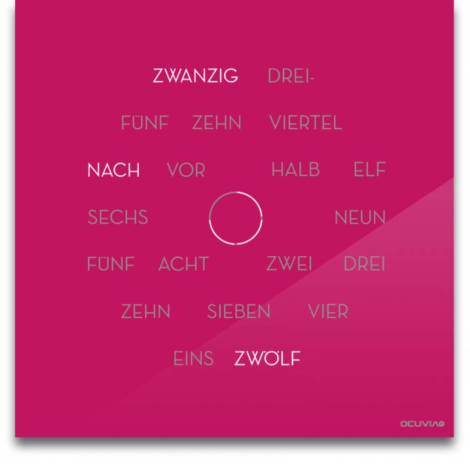 OCUVIA® · Wortuhr Anna · Pink glänzend · Wortuhren-Manufaktur Berlin