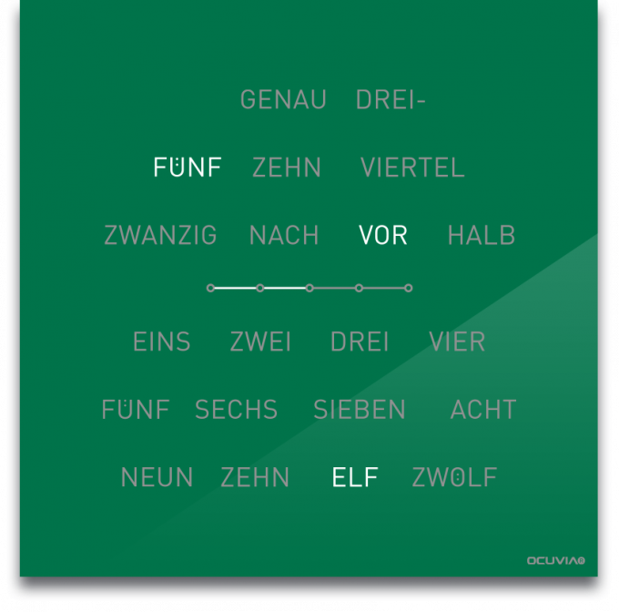 OCUVIA® · Wortuhr Lisa · Grün glänzend · Wortuhren-Manufaktur Berlin