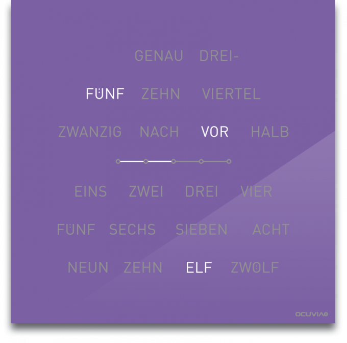 OCUVIA® · Wortuhr Lisa · Lavendel glänzend · Wortuhren-Manufaktur Berlin
